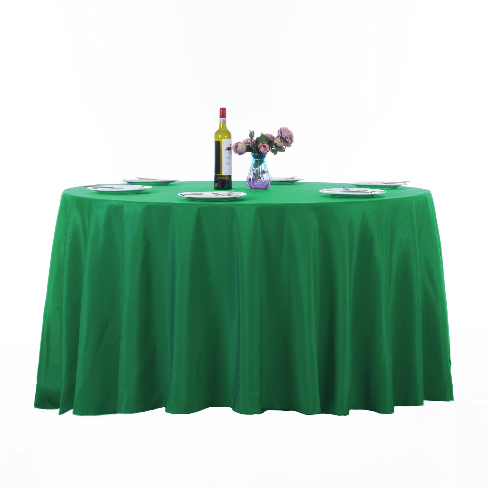 Ascoza 2pack 120 Inch Emerald Round Tablecloth in Washable Polyester Fabric for Wedding/Banquet/Restaurant/Parties