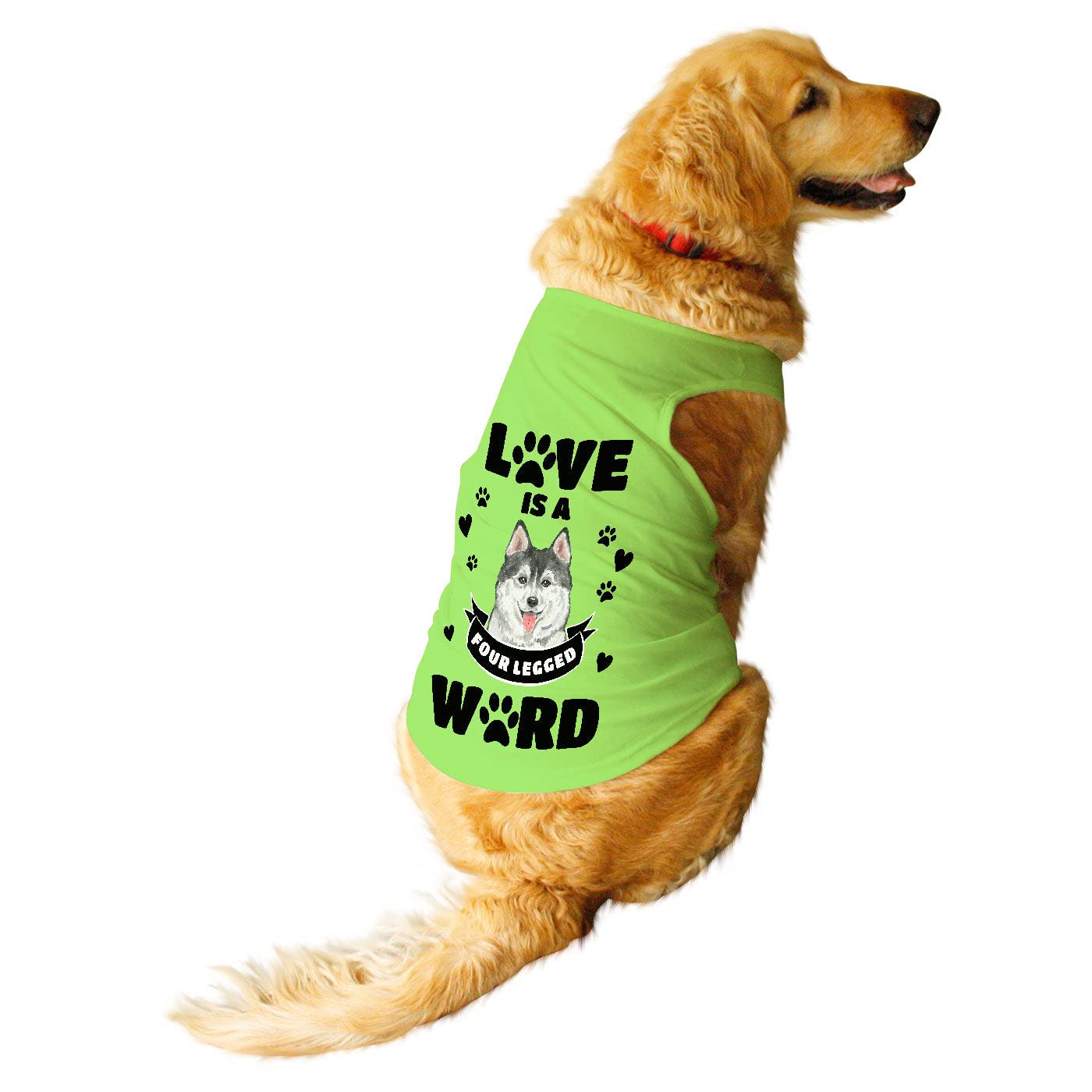 Ruse Pets Love Dogs Printed Round Neck Sleeveless Summer Dog Vest/Tank T-Shirt/Tees/Apparel/Clothes Gift for Small and Big Dogs (Lime Green) XL (B09YNM8S2X) Amazon Price History, Amazon Price Tracker