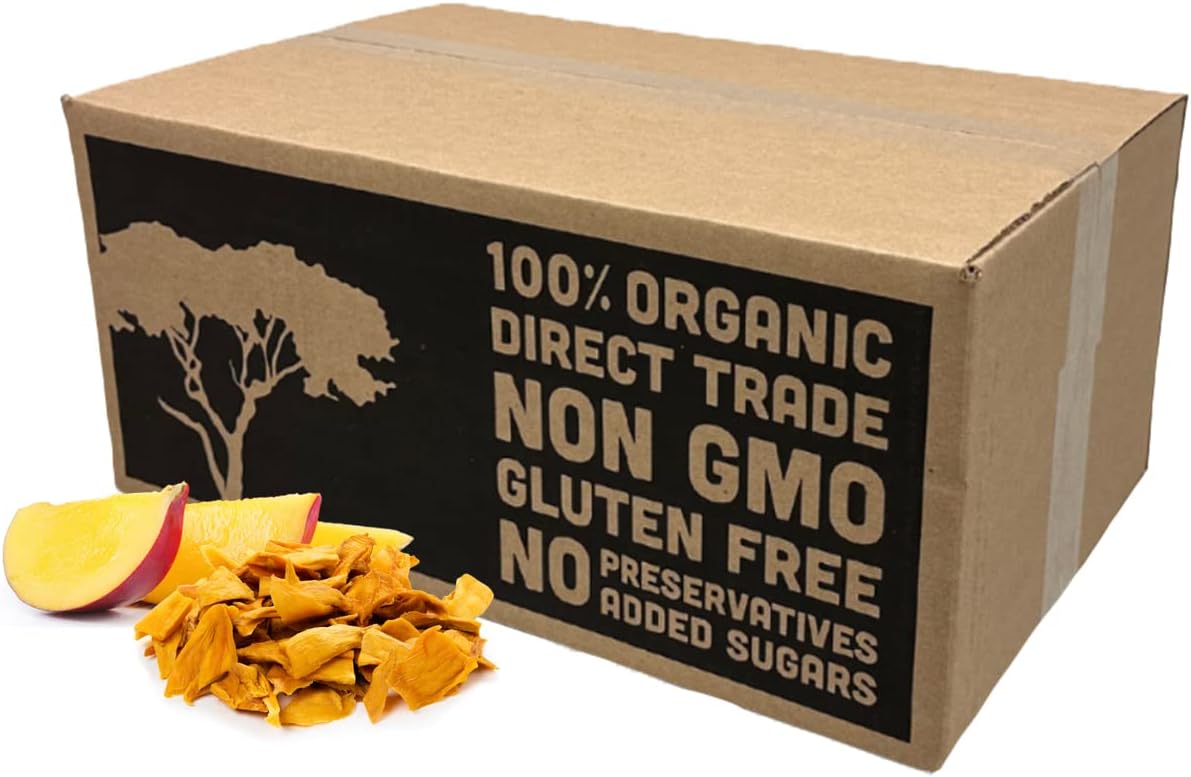 Mavuno Harvest Mango Dried Fruit Snacks | Unsweetened Organic Dried Mango Slices | Gluten Free Healthy Snacks for Kids and Adults | Vegan, Non GMO, Direct Trade | Bulk 10 Pounds