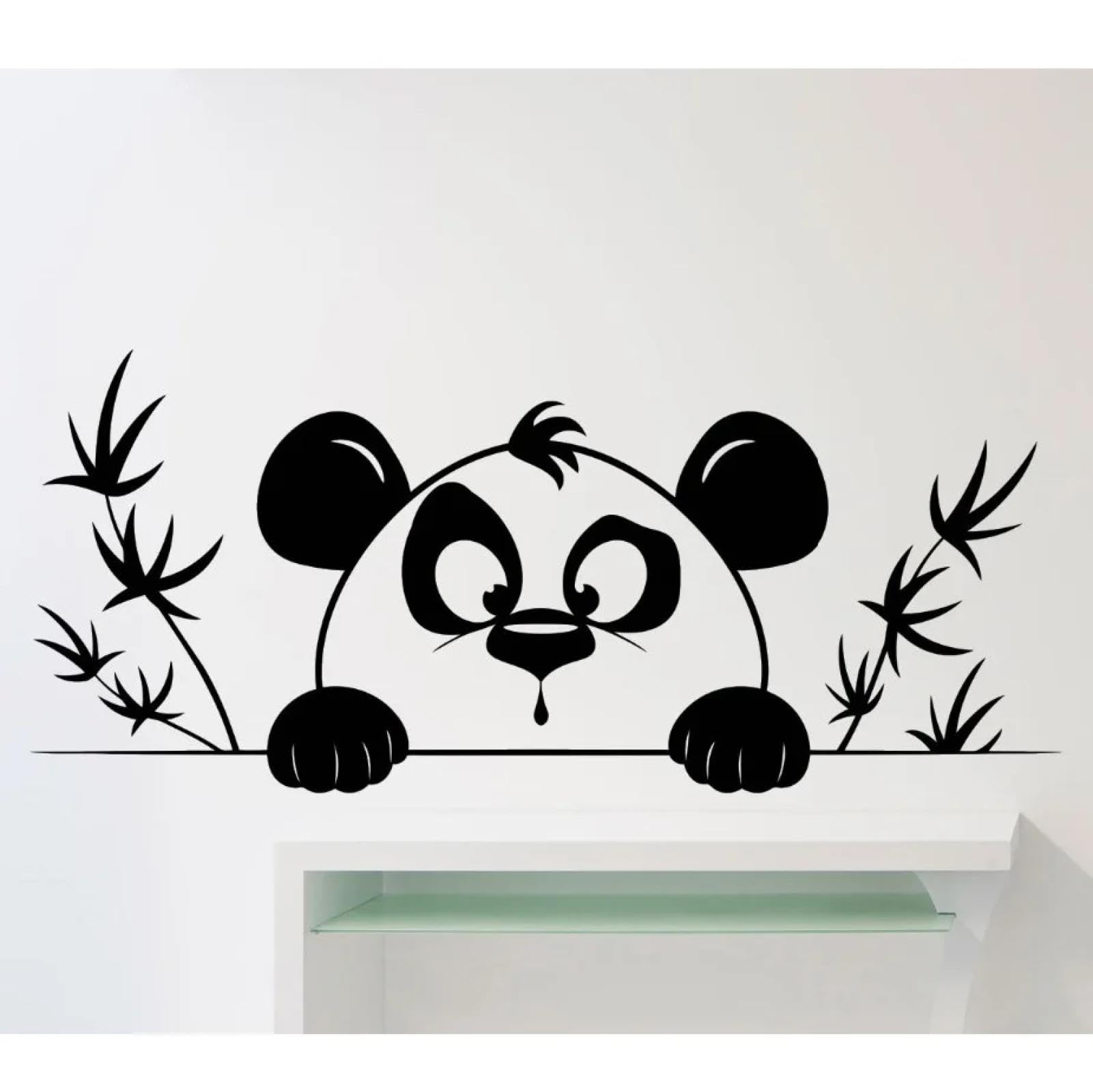 WEIMEIJIE Fun Panda Head wall Stickers, Bamboo Silhouette, Cute Decorative Vinyl wall Stickers for Children's Rooms and bedrooms.