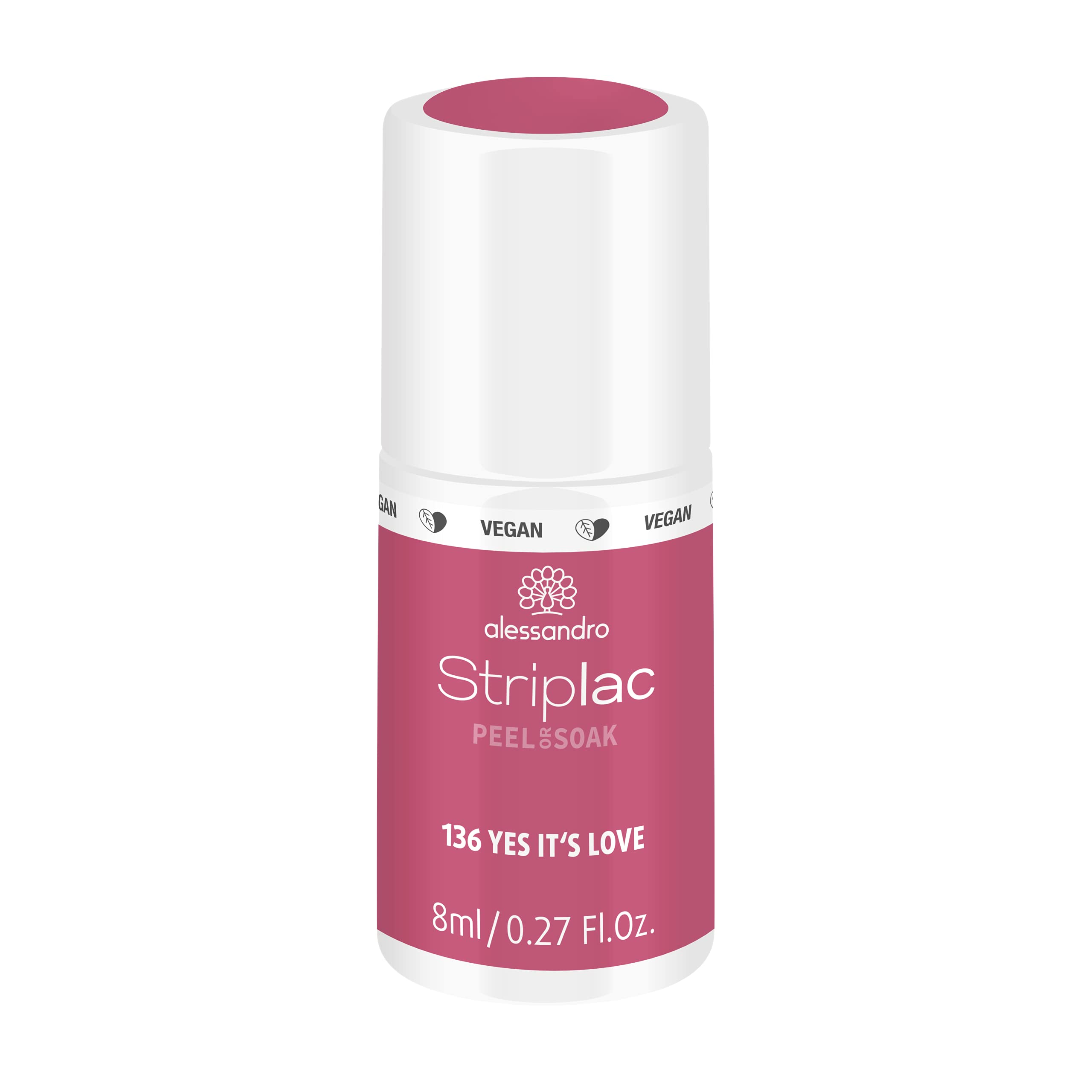 alessandro Striplac UV-Nagellack Yes it's Love – Schonend und langanhaltend – Einfache Entfernung dank Peel-Off-Technologie – Vegan und tierversuchsfrei – 8 ml