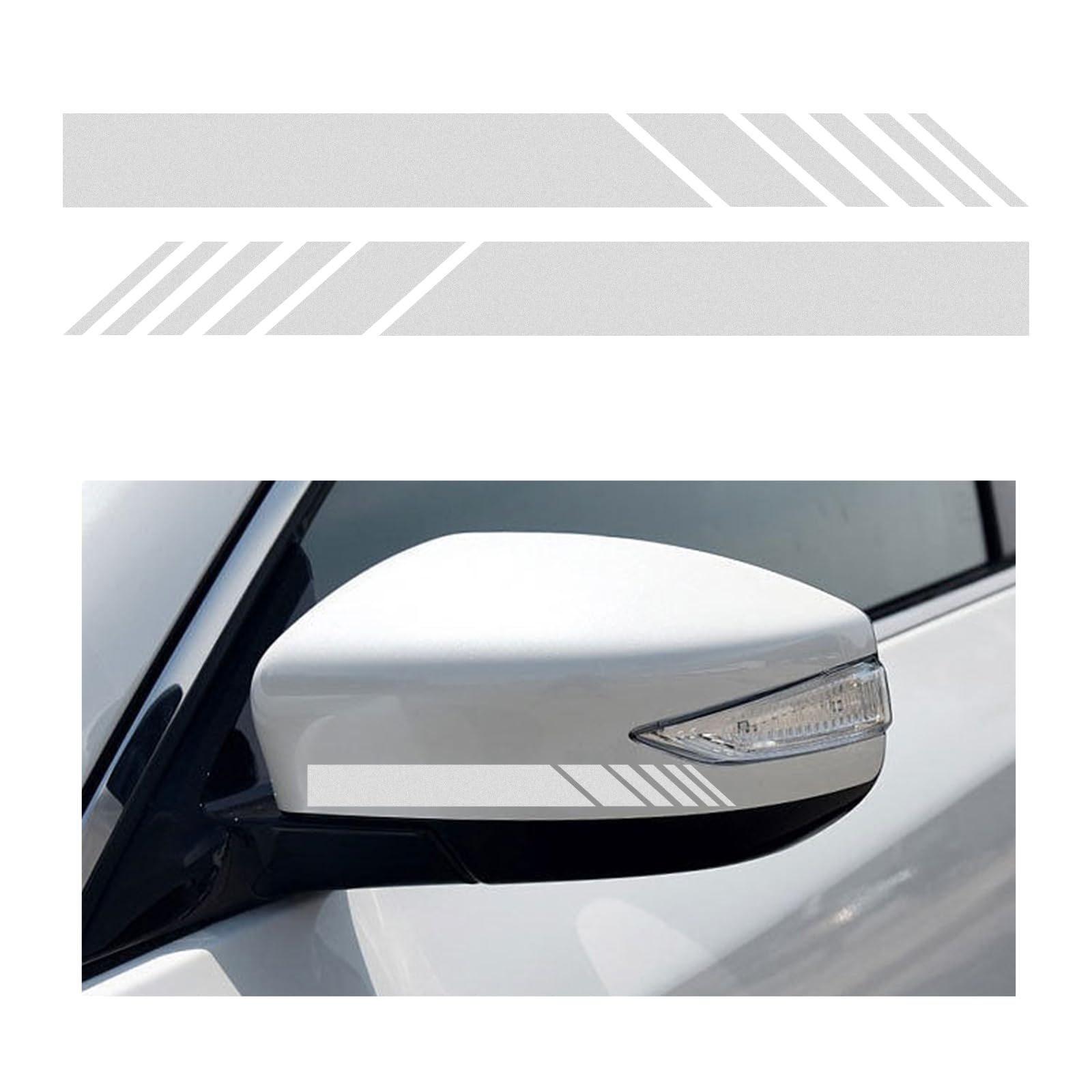 Augeny 2 PCS Car Rear View Mirror Stickers, Waterproof Vinyl Auto Side Rearview Mirror Stripes, Universal Reflective Anti-Collision Striped Warning Decal for Most Vehicles (White)