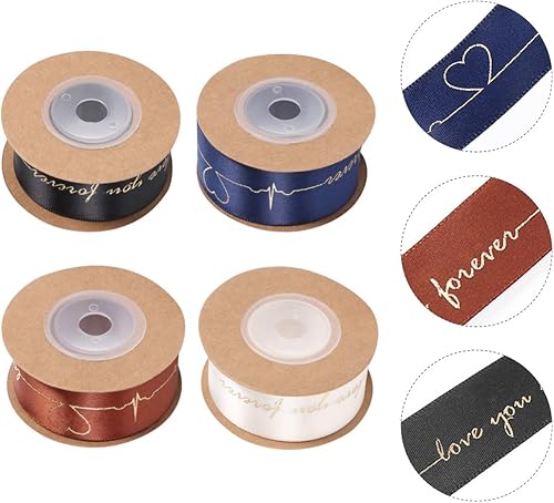Miniatura 2 de EXCEART 4 rollos 5 Día de San Valentín Cinta Festival Regalo Navidad Artesanía Cinta Tratar Bolsa Pajarita Cinta de San Valentín Listones para
