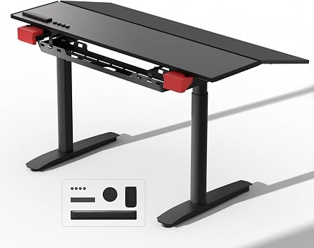 JWX 55 Inch Tilt Standing Desk, 4 Motor Electric Sit Stand Desk, Black