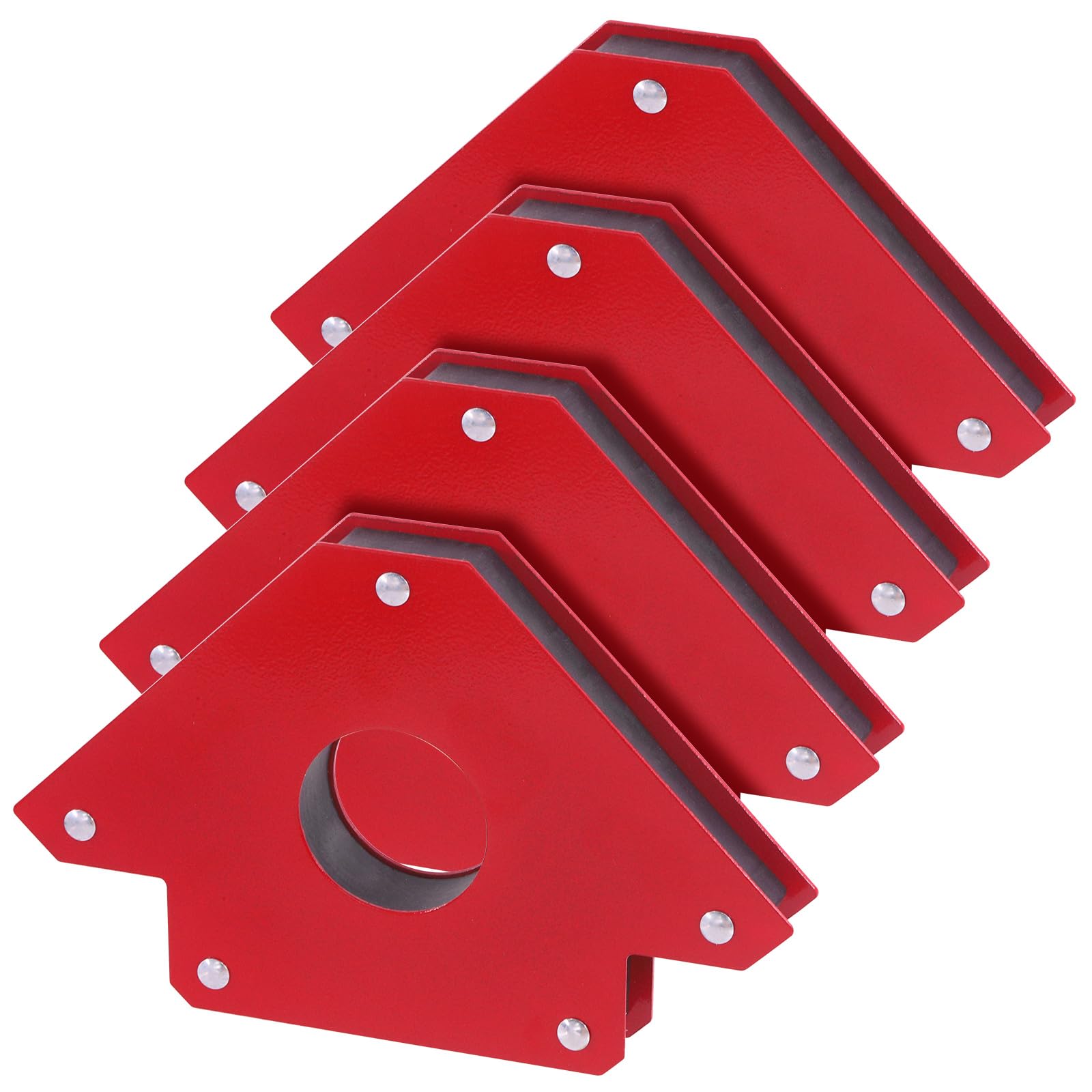 Glarks6Pcs 3" 4" 5" Arrow Welding Magnets Set, 25lbs 50lbs 75lbs Strong Magnetic Welding Holder Clamps, 45/90/135 Degree Multi-Angle Arrow Magnets Metal Working Mig Tools (4")