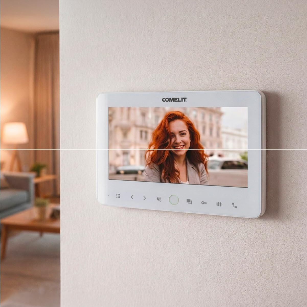Comelit Video-Türsprechanlage 2 Drähte mit Monitor 7 Zoll für Haus | Komplettes System mit Bildspeicher, anpassbaren Klingeltönen und regenfestem Knopf