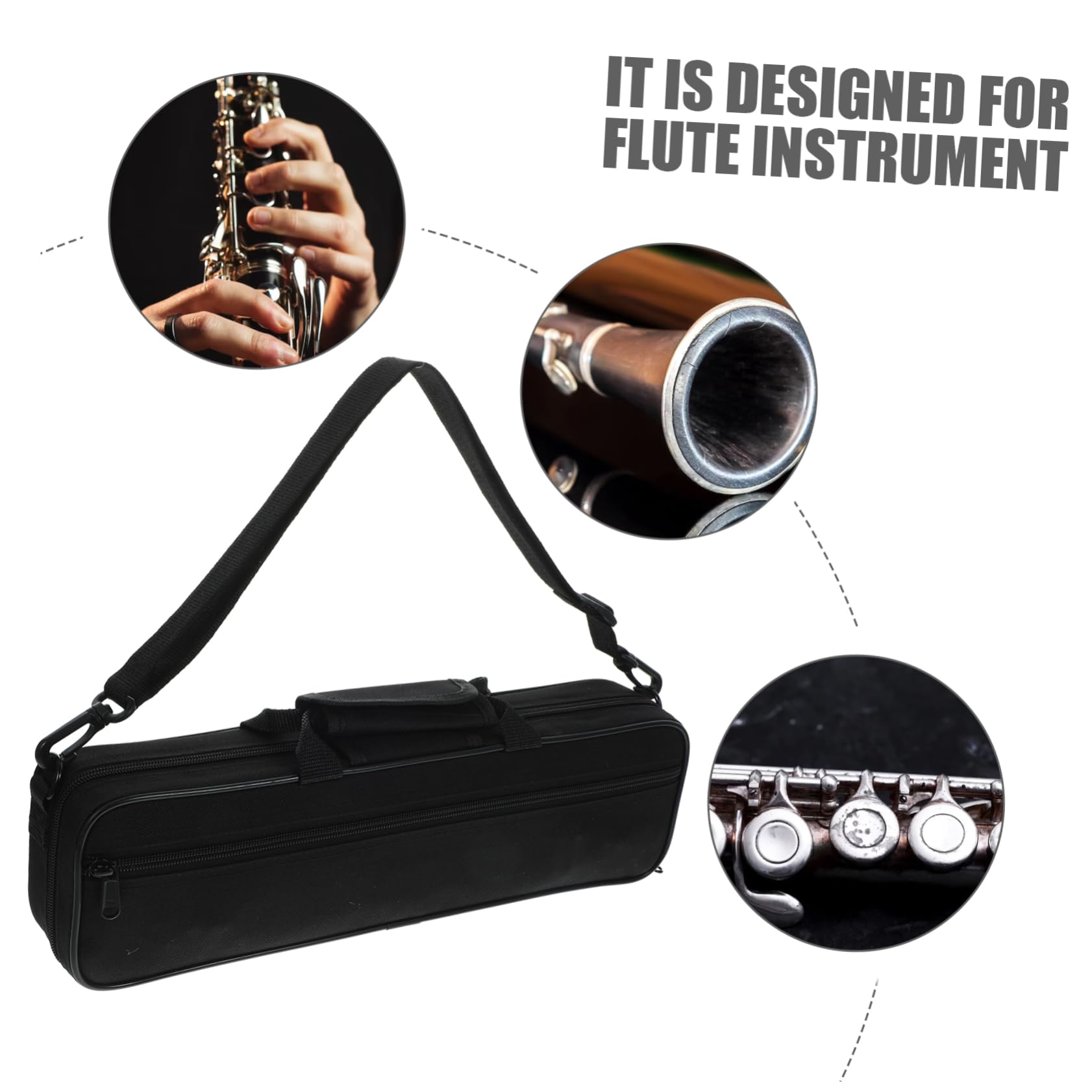 FUNOMOCYA Reliable Music Instrument Bag Flute Case Shoulder Strap Durable Storage Solution