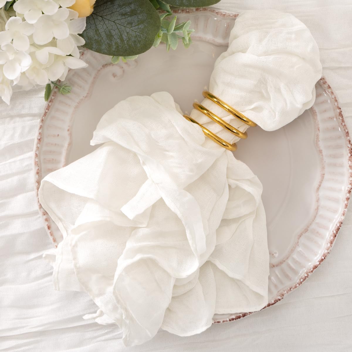 50 Pack Beige Cheesecloth Napkins Washable Spring Easter Cloth Napkins Set of 50 Bulk 21x21 Inches for Wedding Baby Bridal Shower Birthday Dinner Party Home Table Decor