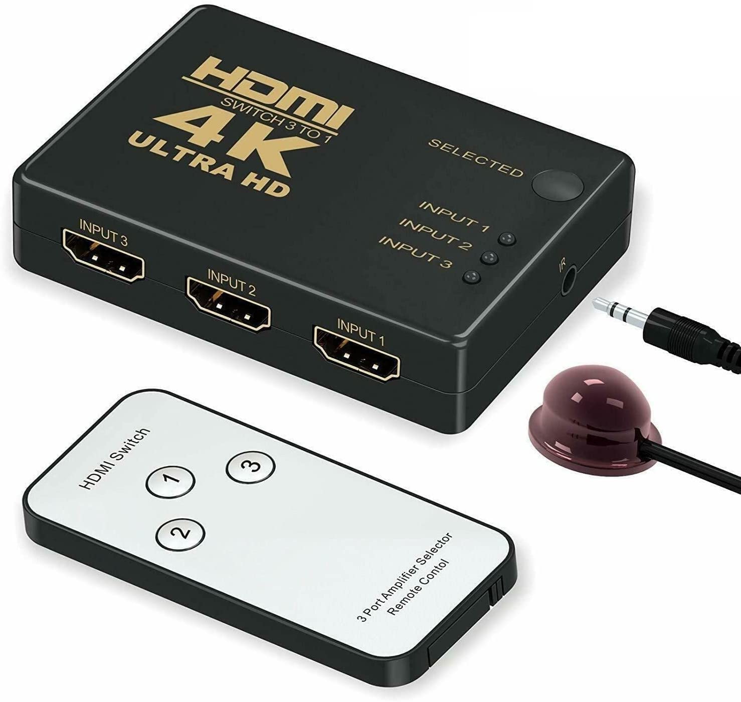 HDMI Switch 3 in 1 with Remote – Supports 1080P, 3D, HDCP – High-Speed HDMI Selector TD-472H.