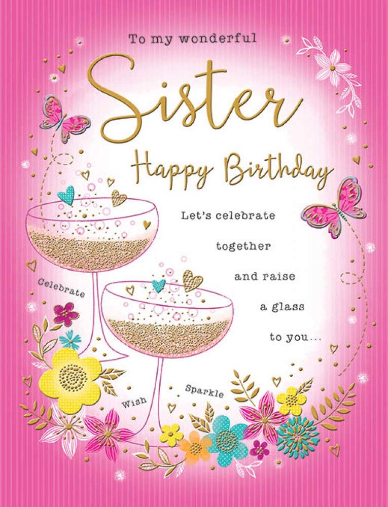 Piccadilly Greetings Traditional Birthday Card Sister - 8 x 6 inches