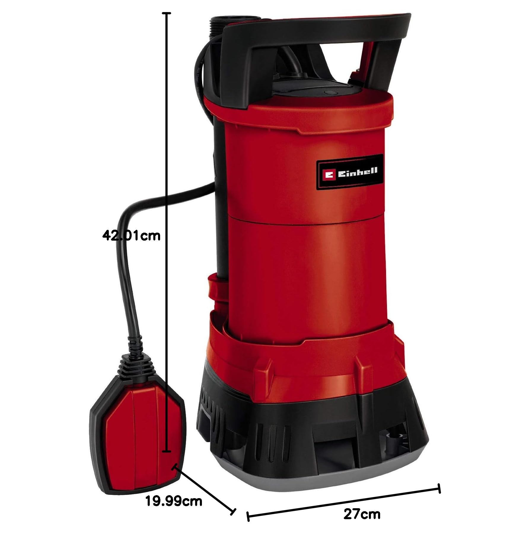 Einhell Schmutzwasserpumpe GE-DP 3925 ECO (390 W, Ø25 mm Fremdkörper, 10.000 L/h Förderl., ECO-Power, Schwimmerschalter, Tragegriff mit Kabelaufwicklung)