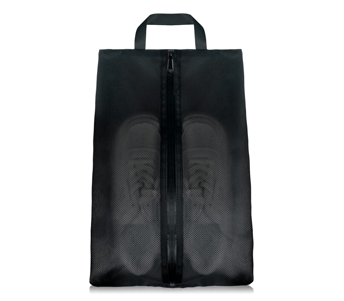 Moyad Shoe Bag for Travel Men Women, 2 Pack Large XXL Shoes Bags with Zipper, Shoe Organizer Storage Pouch Portable Transparent Shoes Packing Bag, Black, 1 Pack, Casual