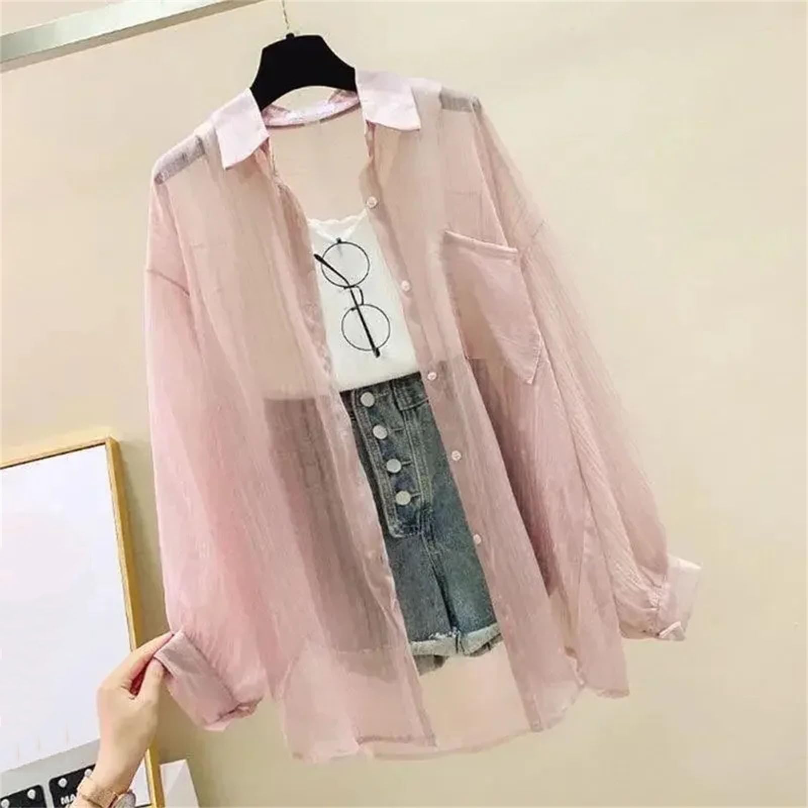 Blusas finas de verano para mujer, elegante, casual, holgada, de manga larga, para la oficina y el trabajo