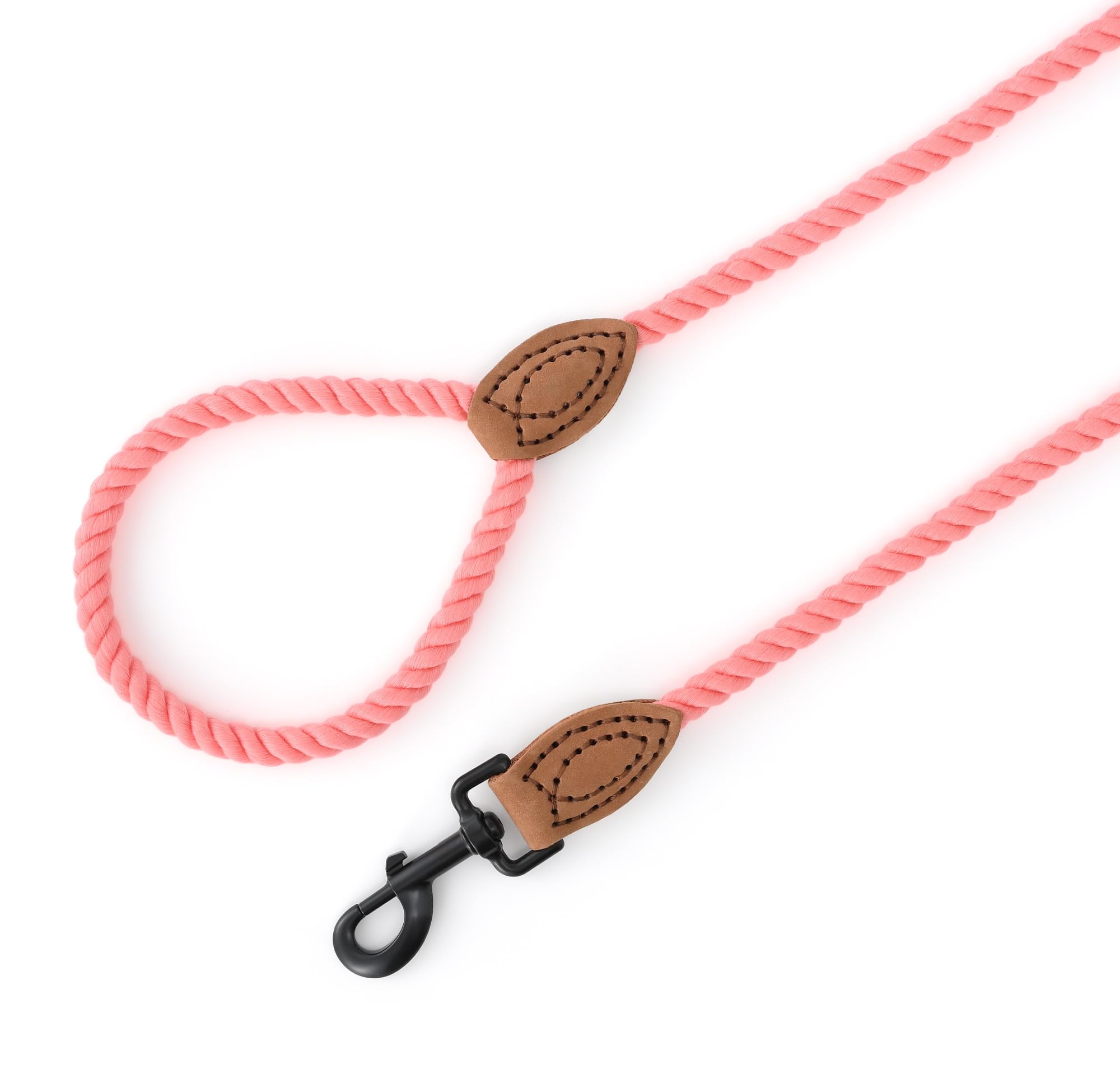 Mile High Life Dog Leash, Braided Cotton Rope Leashes with Leather Tailor Tip with Leather Tip, Heavy Duty Metal Clasp, 4FT - Image 4