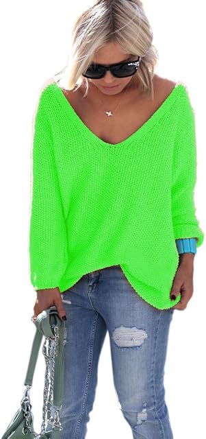 Mikos Sweter damski w serek casual hodie wakacje na lato oversize luźny sweter damski z dekoltem v cienki elegancki (617)
