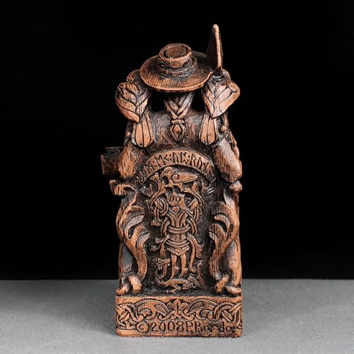 Miniatura 4 de Dryad Design Estatua de Odin Escultura de Dios nórdico - Figura vikingo Allfather para decoración del hogar (acabado de madera)