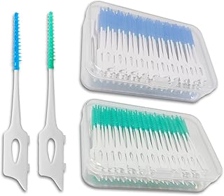 kelav 400 Stück Interdentalbürsten, Silikon Zahnzwischenraumbürsten mit Aufbewahrungsbox, Zahnreinigung Bürsten für Zwischenräume (200 Blau + 200 Grün)