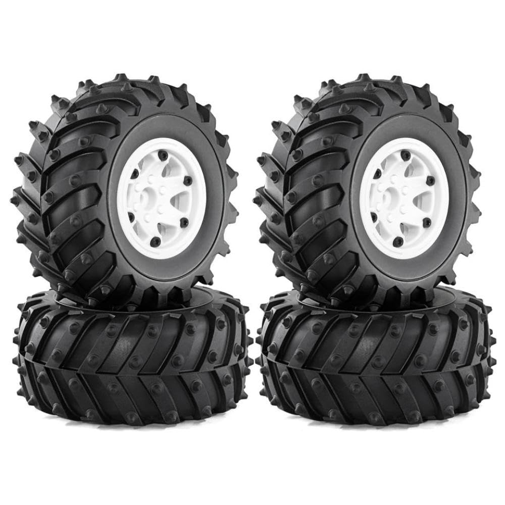 Pneus buggy 1/10 128mm avec hexagone 12mm blancs pour voiture RC Himoto
