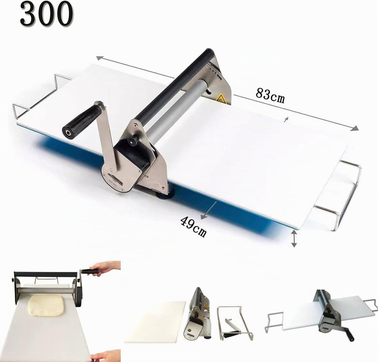 Faltbare manuelle Teigausrollmaschine für Bäckereien– Edelstahl-Teigausrollmaschine mit einstellbarer Teigstärke von 0,5–17,5 mm/0,5–27 mm, für den gewerblichen und privaten Gebrauch,Rs101