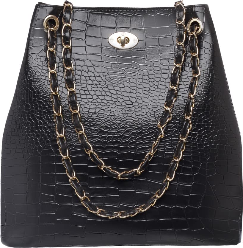 Leatherette Handbags For Women's Ladies Croco_ChainStrap