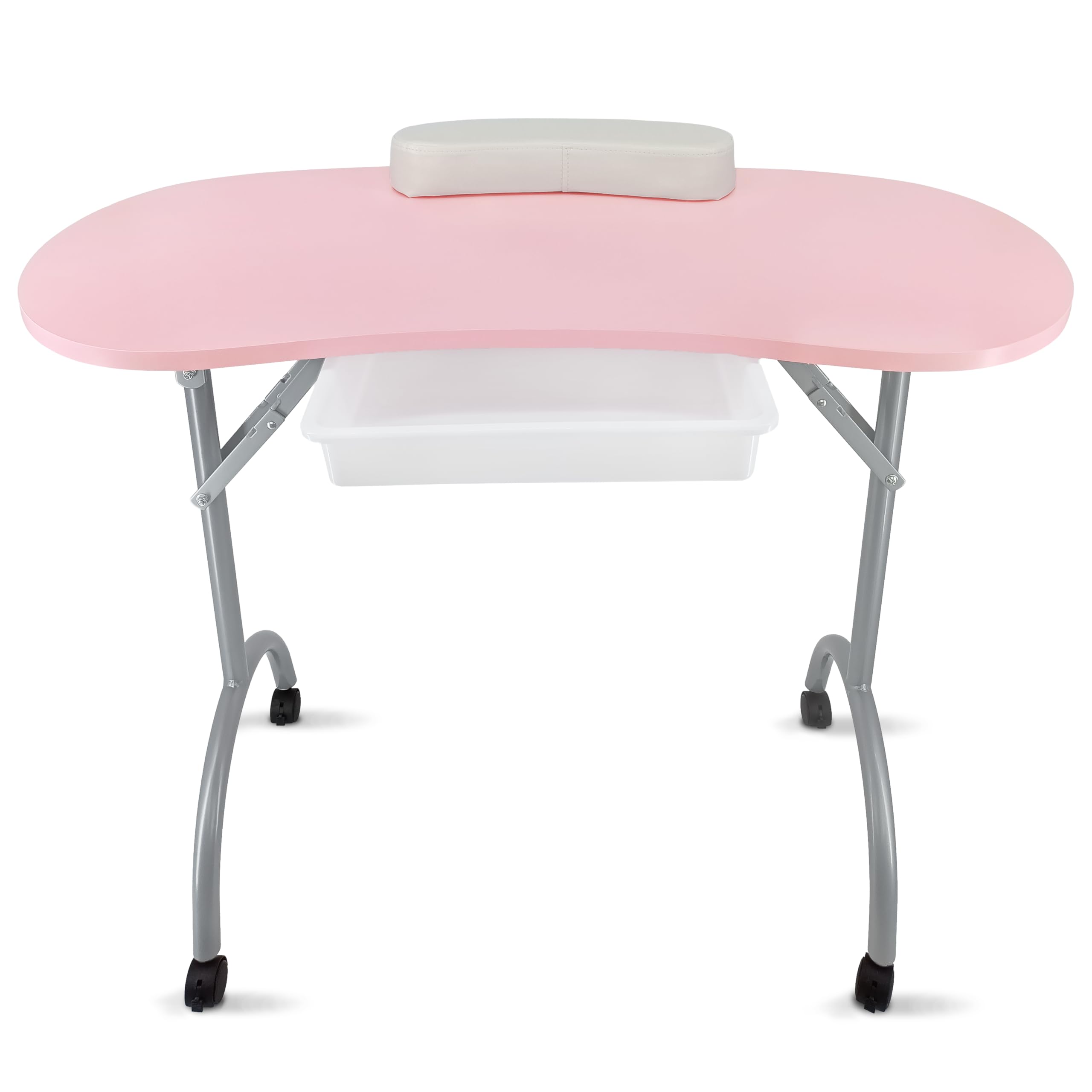 BELTOM® Mesa para manicura Plegable, con cajón y Bolsa de Transporte - 9,5 KG - 98 x 44 x 77 cm - Rosa