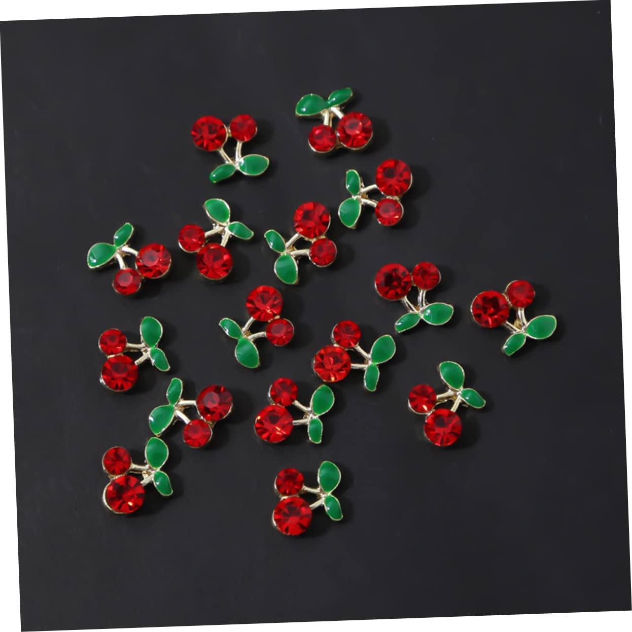 minkissy 128piezas Decoraciones De Uñas Rhinestones De Cereza Para Arte De Uñas Accesorios De Manicura Para Mujeres Charms Metálicos Para Fiestas y Celebraciones