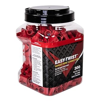 Easy-Twist Winged Wire Connector, Standard Type, 18-8 AWG Wire Range, 600V, Red (Large Jar of 300)