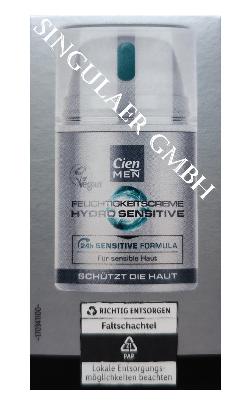 CIEN MEN Face Care Hydro Sensitive Moisturiser for Sensitive Skin Relaxes & Moisturises, 50 ml (Pack of 1) - Image 2
