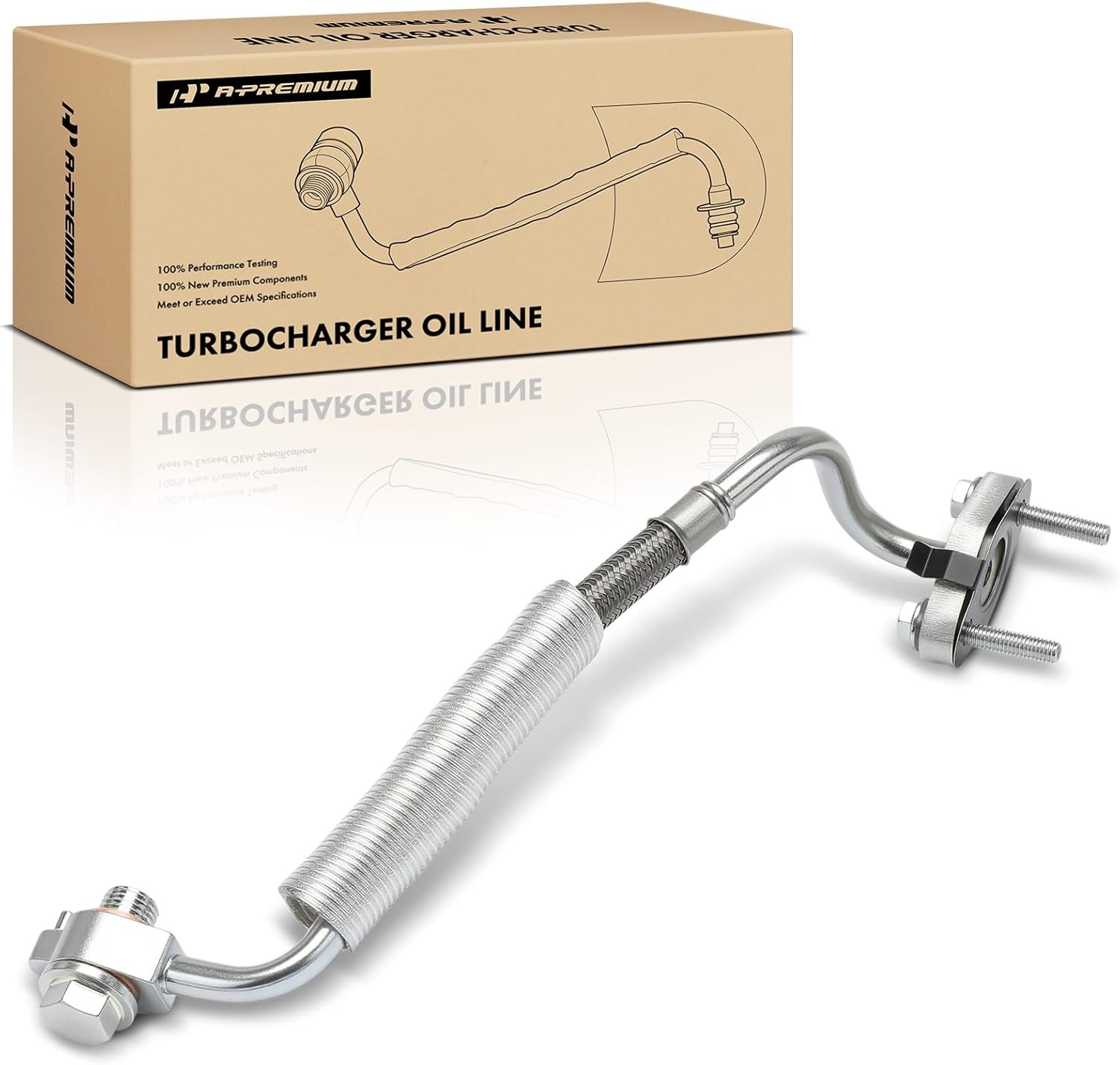 A-Premium Turbocharger Oil Feed Line Compatible with Chevrolet Equinox 2018-2020, Malibu, Traverse, Camaro & GMC Terrain & Cadillac CTS, ATS, CT6 & Buick Regal, Envision, Regal Sportback, 2.0L