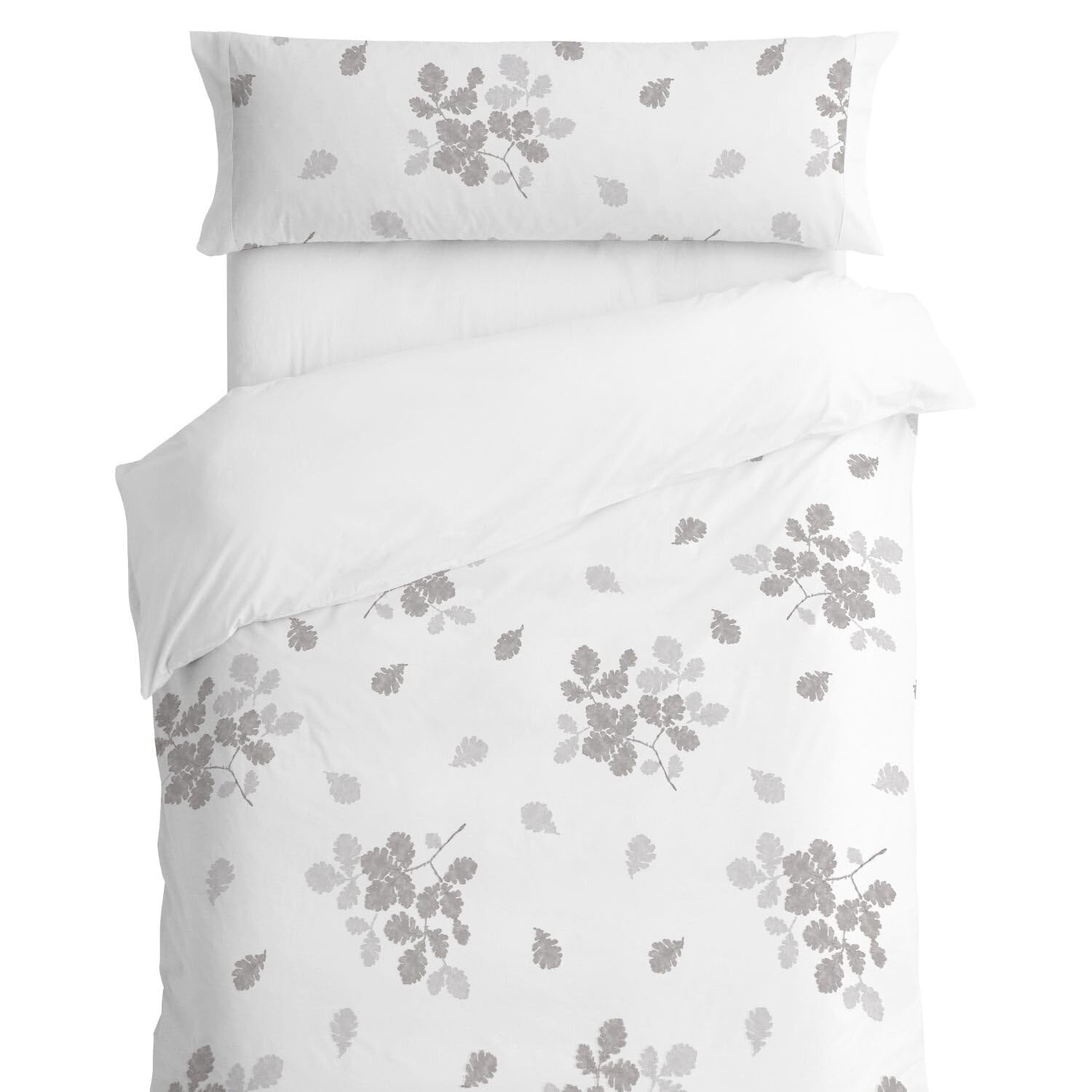 Burrito Blanco Funda Nórdica Estampada 100% Algodón 200 Hilos Cama 135 Gris | Incluye Bajera y 2 Fundas de Almohada | Cierre de Botones | Tacto Suave | Larga Duración | Fácil Planchado | Apto Secadora