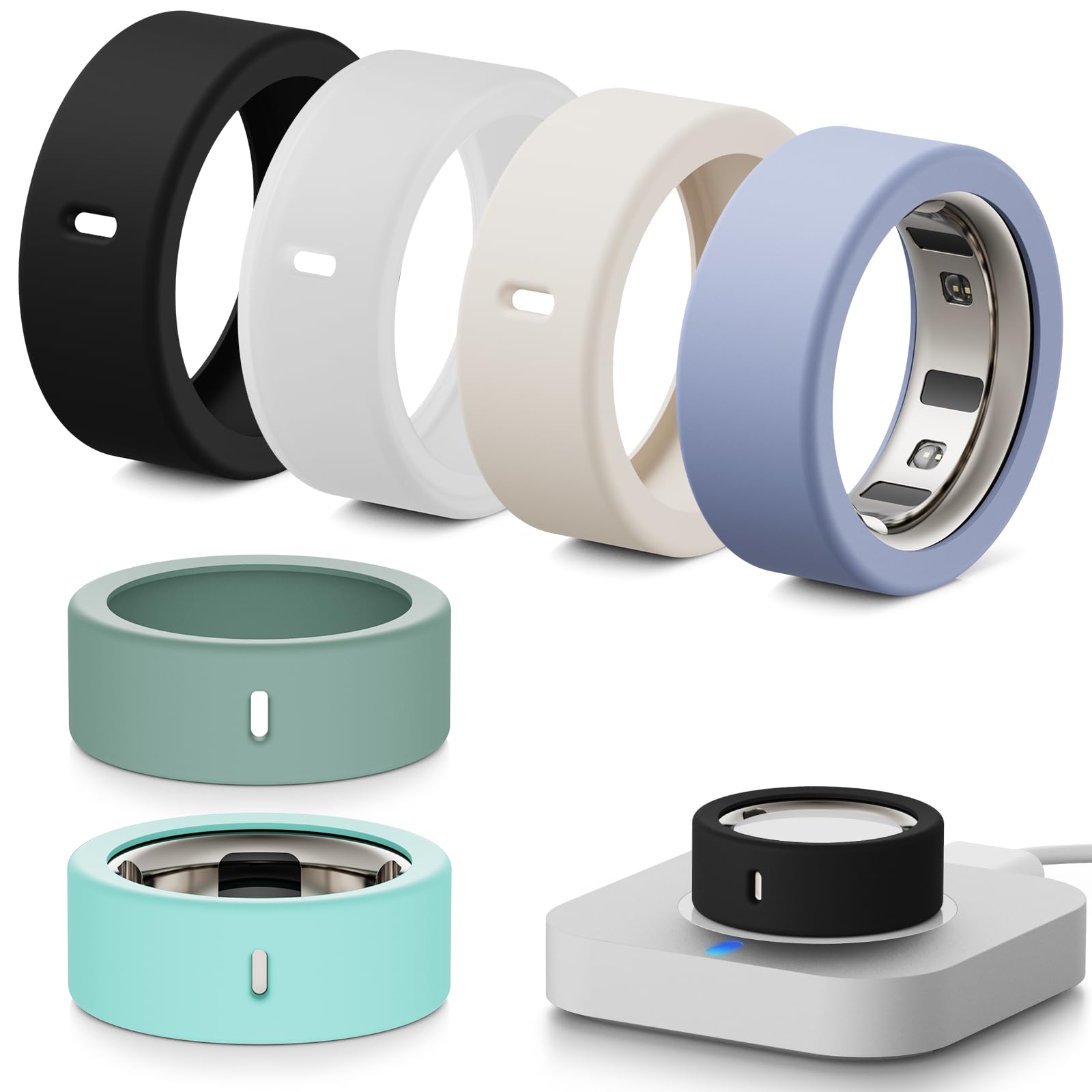 Hexasider Smart Ring Protector für Oura Ring Gen 4/4 Ceramic/Gen 3/Ultrahuman Ring, Anti-Scratch Elastische Silikon Cover Schutzhülle Zubehör für Oura Ring