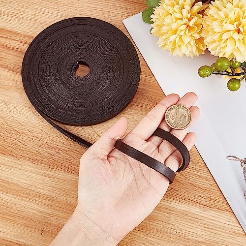 GORGECRAFT 5M Genuine Leather Cord 5mm Wide Flat Cowhide Leather Cord Belt Wrap 2mm thick Single Sided Flat String Roll for Diy Crafts Jewelry Necklace Braided Bracelets - Image 3