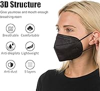 Vista 5 de Mascarillas de seguridad desechables con cintas elásticas para las orejas, de 5 capas, transpirables, cómodas, envueltas individualmente, 6