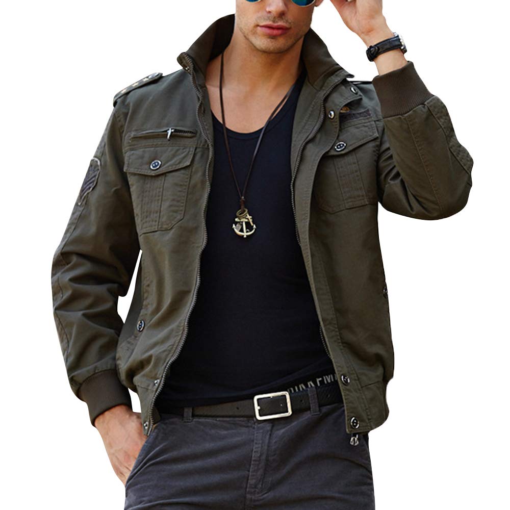 ジェイAKM STAND ZIP COAT SW sandbank Men Autumn and Winter Jacket Stand Collar Long Sleeve