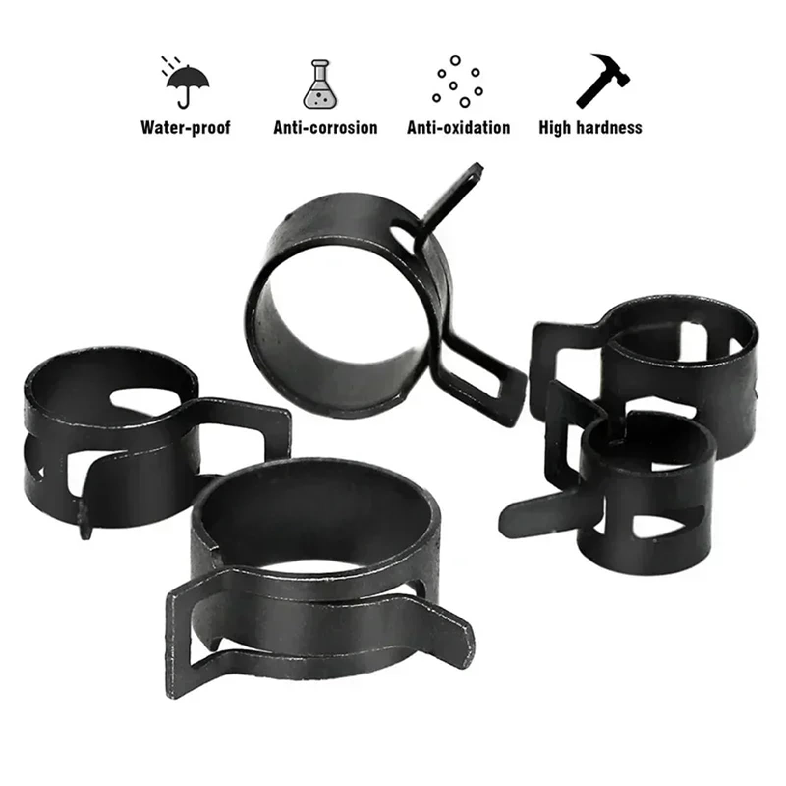 Kit surtido de 75 piezas de 6-10 mm, 5 tamaños, Q673B, resorte de vacío, for manguera de CPU, aceite, combustible, agua, abrazadera de banda, sujetadores metálicos