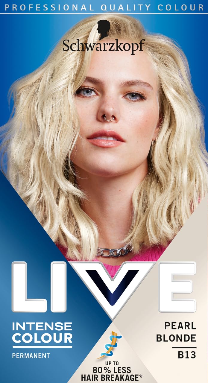 Schwarzkopf LIVE Intense Colour Pearl Blonde Permanent Hair Dye B13, Light Bl...