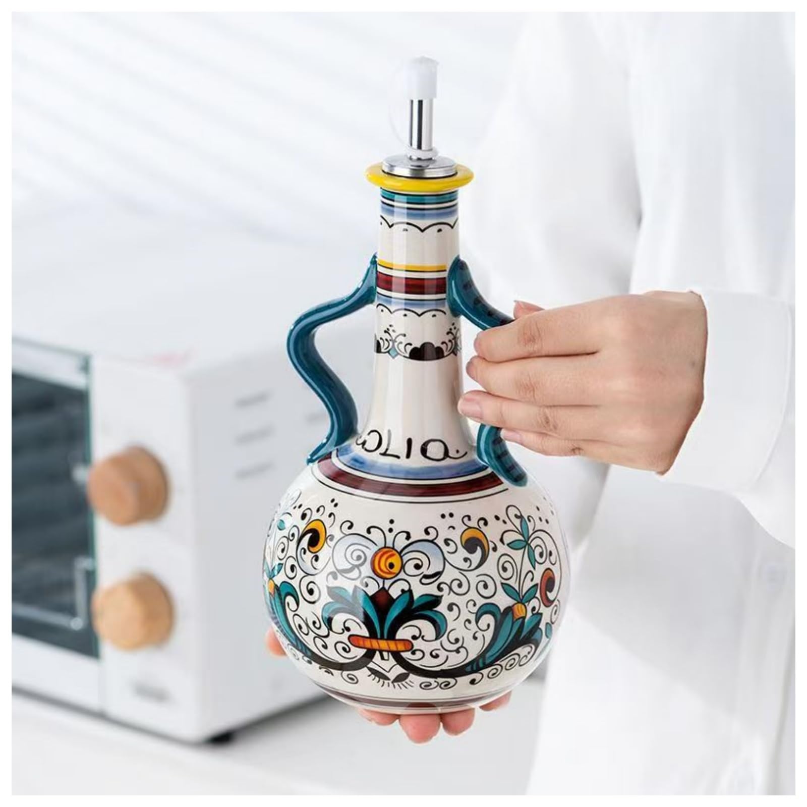 Amazon.com: Italian Ceramic Olive Oil Dispenser Bottle 23oz, Hand