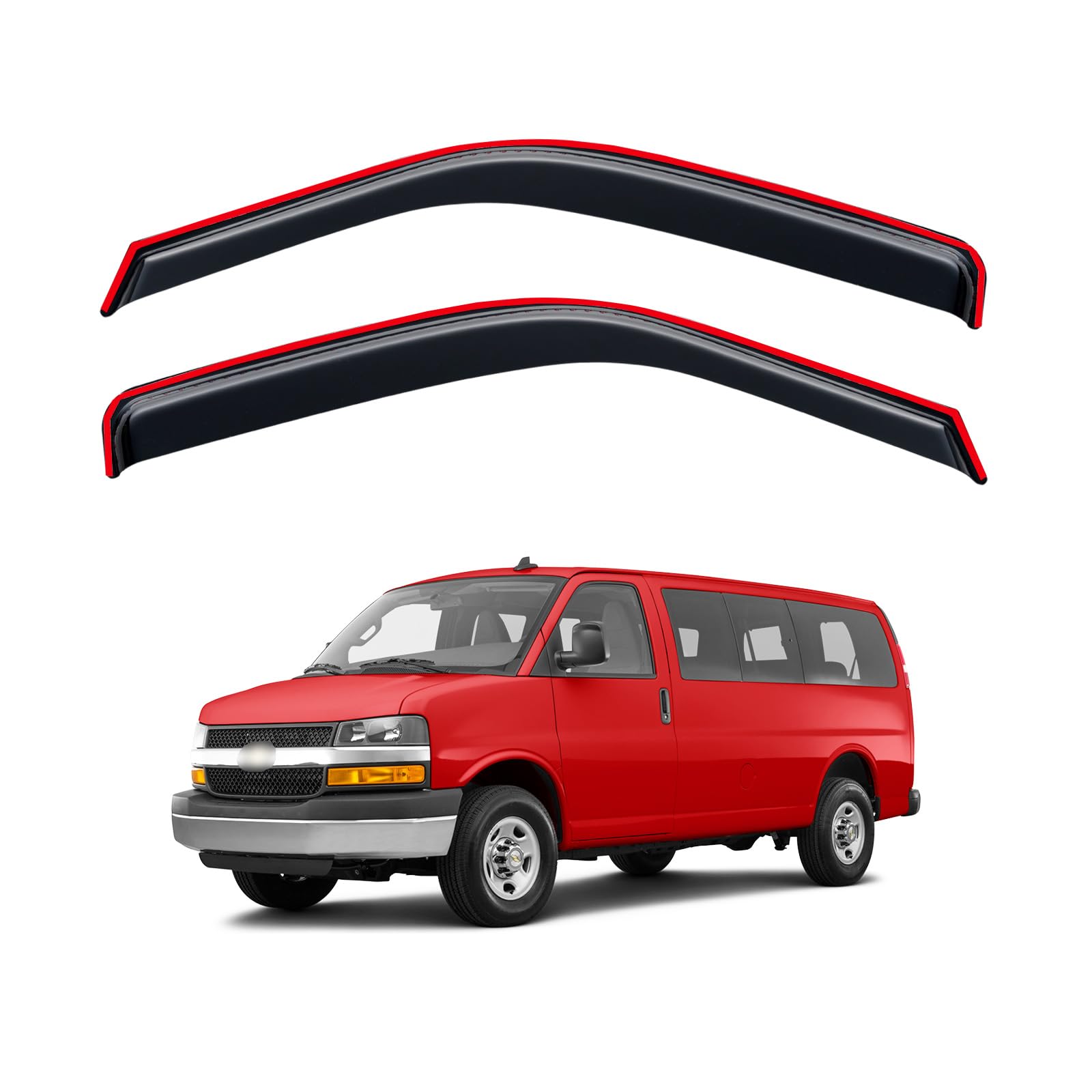 in-Channel Rain Guards for 2001-2007 Chevy Silverado & GMC Sierra 1500/2500/ 3500 Crew Cab, Window Visors Vent Deflector Shade Smoke for 02-06 Chevy Suburban/GMC Yukon XL/Escalade EXT/Avalanche — view 16