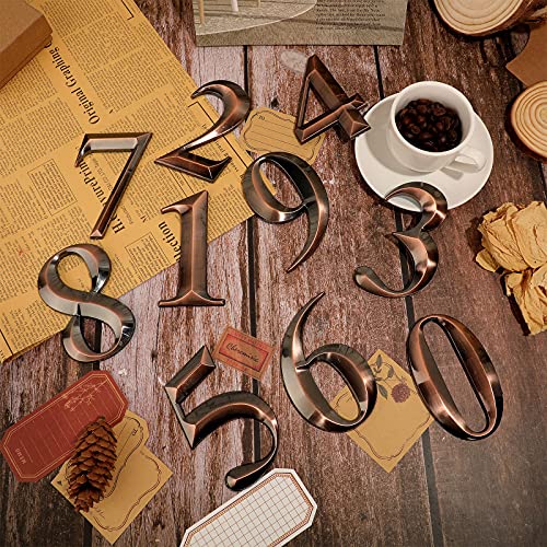 House Numbers 3D Door Mailbox Numbers 0-9 Self Adhesive House Door Numbers House Street Address Numbers Stickers For House, Apartment, Office, Hotel Room, Mailbox Signs (Bronze, 4 X 2.5 Inches) #TOP2