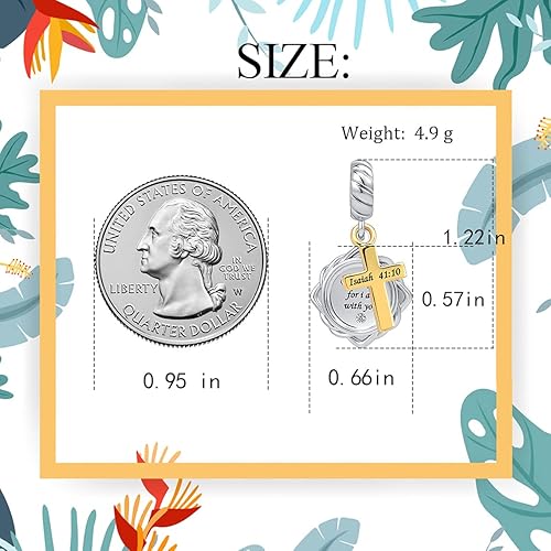 Miniatura 6 de QeenseKc Colgante de cruz religiosa con versículo bíblico con cita de escritura de oro para pulsera Pandora