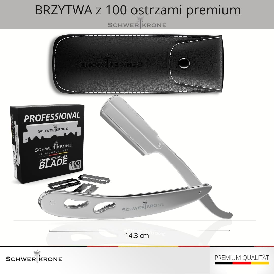 Schwertkrone maszynka do golenia ze stali nierdzewnej ze 100 ostrzami premium i etui