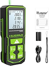 120m Green Ray Laser Rangefinder Huepar Digital Meter with LCD Display, Rechargeable Battery and Two Angle Display, Pythagoras/Distance/Surface and Volume S120-G