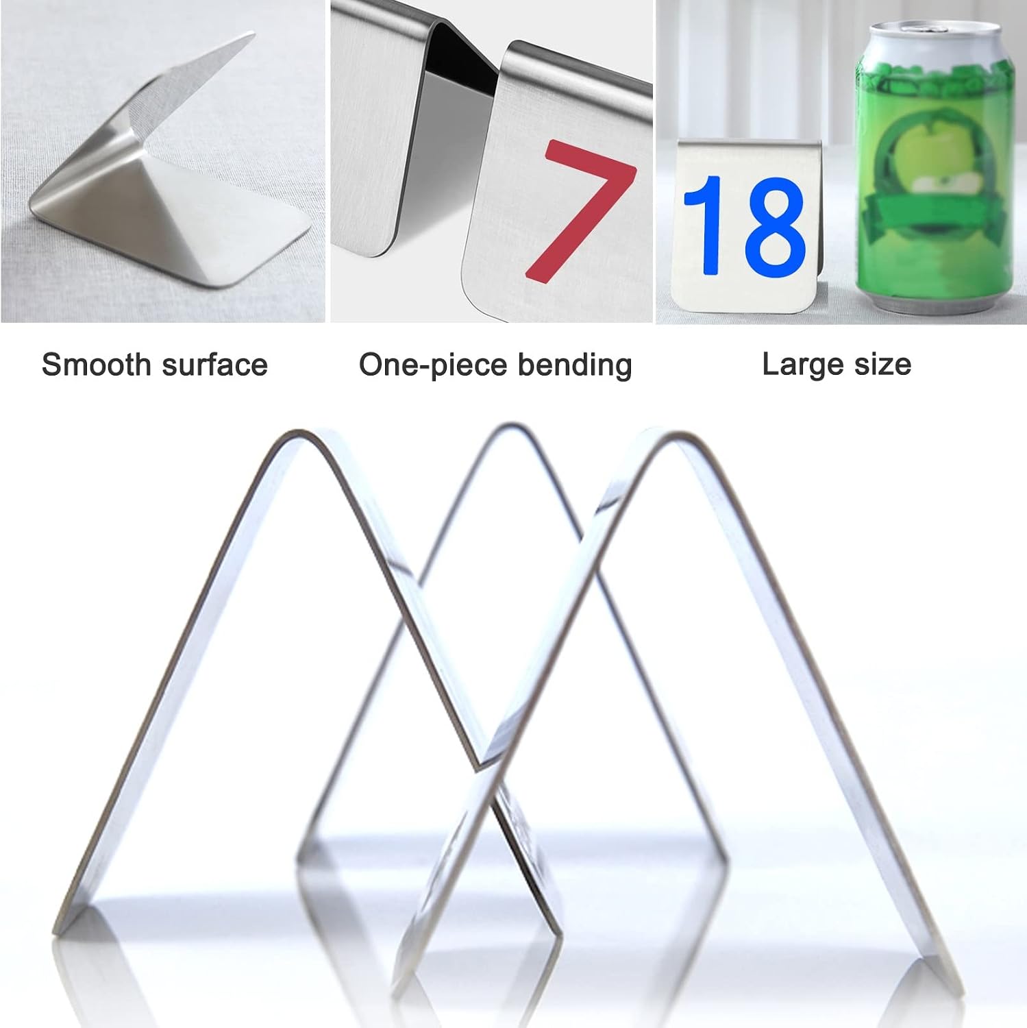 Stainless Steel Restaurant Table Numbers, Tabletop Number Sign Tent Style, Double-Sided Number 1-10/20, Placed Smoothly On The Table, Metal Number Tags Stackable ( Color : Red , Size : 7.5x6x6.5cm(1-2