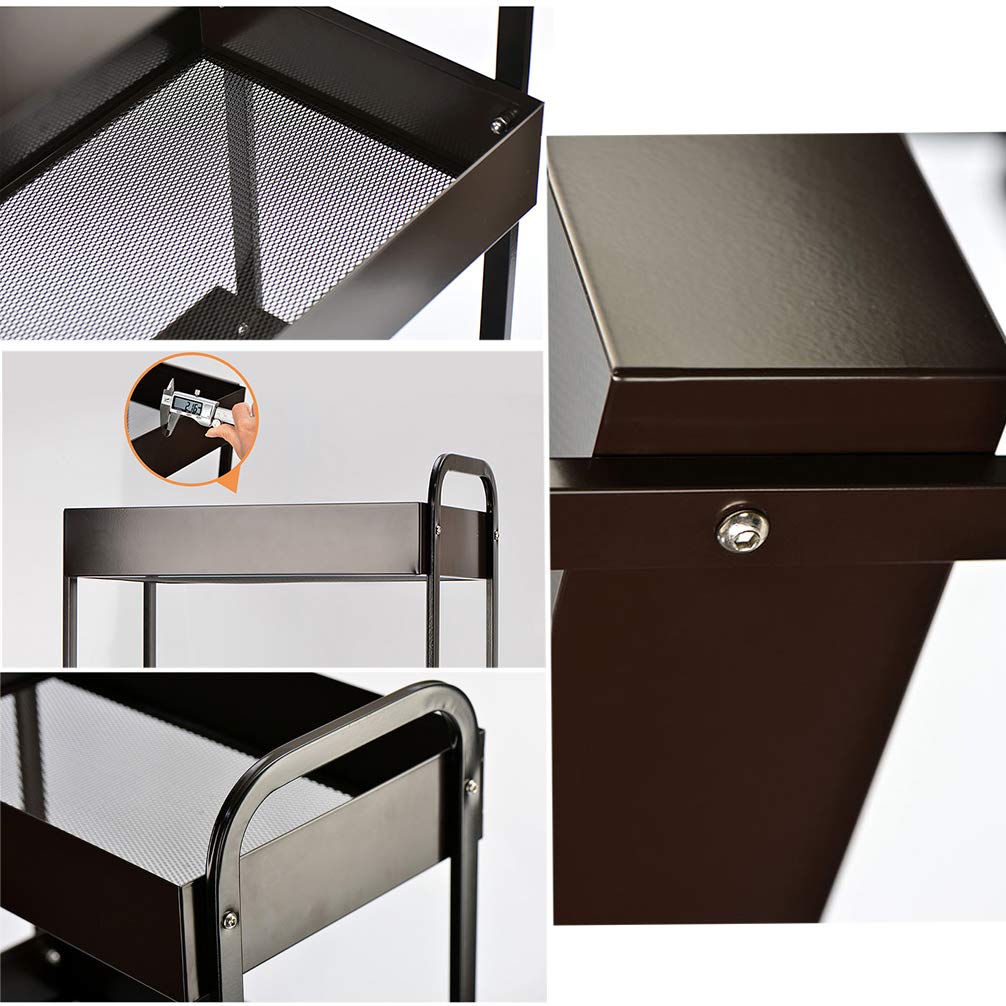 ZYFA Carrello Cucina a 3 Piani Servizio,con Rotelle Bloccabili, Scaffale Portaoggetti Mobile in Acciaio,Carrello Portaoggetti Multiuso, Carrello Salvaspazio, Scaffale Rete Metallica Contenitori