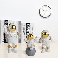 Vista 3 de 3 piezas de decoración de figuras de astronauta, decoración de escultura de hombre espacial para hombres, figura espacial, adorno de oficina