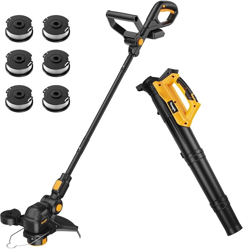 Cordless Weed Eater & Leaf Blower Combo Compatible with Dewalt 20V Battery | 12 Inch String Trimmer with Auto Line Feed, 400 CFM 130 MPH Handheld Blower, Battery Powered Weed Wacker (Tool Only)