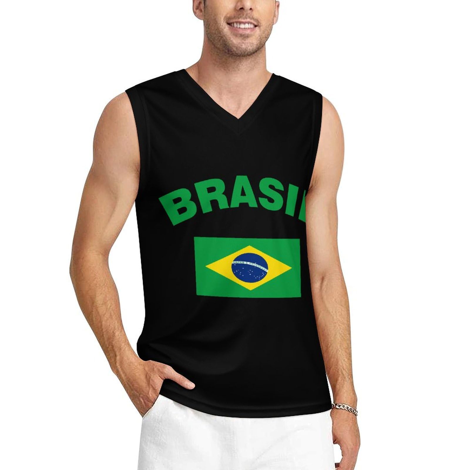 Amazon.co.jp: ブラジルの国旗 メンズ アスレチック シャツ