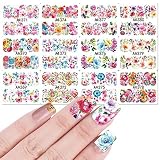 QSDFG Série complète de Fleurs de beauté en Filigrane Autocollant de Transfert des Ongles Couverture complète Blooming Foils Manucure Nail Art Tips