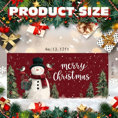 Image of Christmas Garage Door Decorations 6 x 13 ft, Snowman Gift Cover
