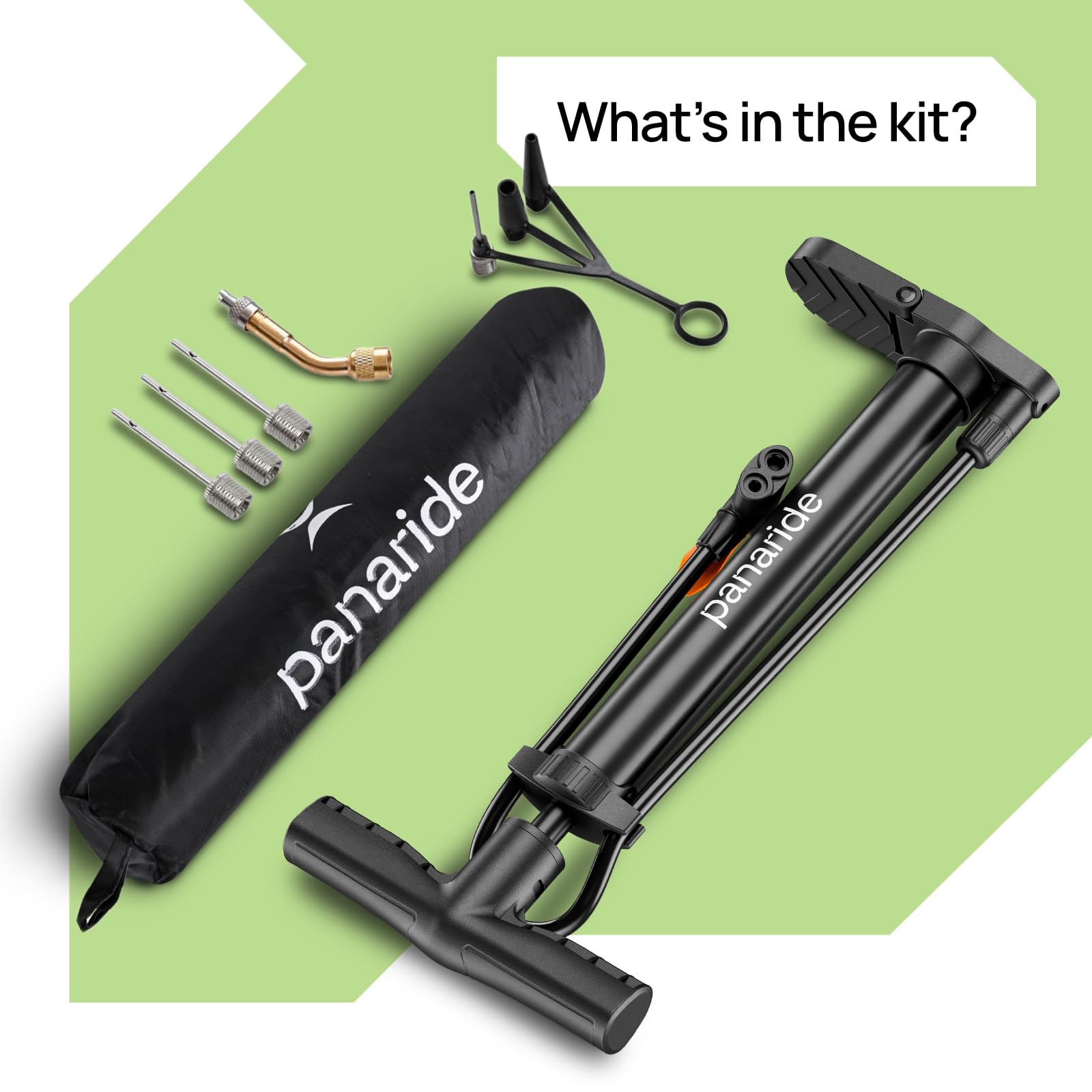 Bike Pump Floor, Advanced Bike Tire Inflator, Bicycle Hand Air Pump with Dual Presta and Schrader Valves, Handheld Pump, Suitable for Road and Mountain Bikes, Baby Stroller, Balls